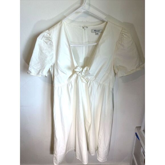 Madewell Tie Front White Poplin Babydoll Dress Womans size 4 - Picture 5 of 15